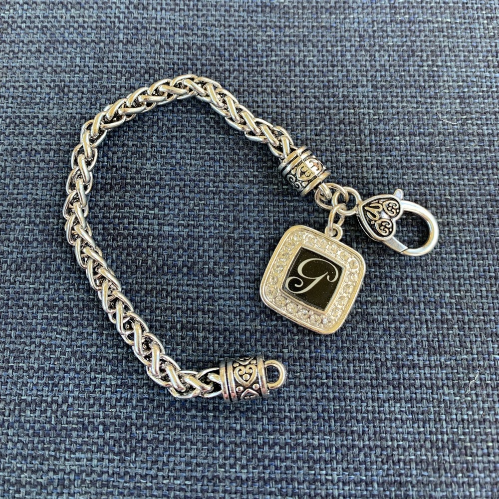 Silver tone “G” initial charm bracelet